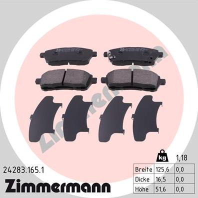 Zimmermann 24283.165.1 - Bremžu uzliku kompl., Disku bremzes ps1.lv