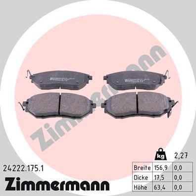 Zimmermann 24222.175.1 - Bremžu uzliku kompl., Disku bremzes ps1.lv