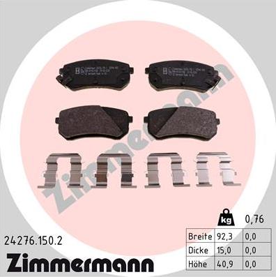 Zimmermann 24276.150.2 - Bremžu uzliku kompl., Disku bremzes ps1.lv