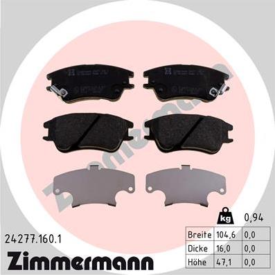 Zimmermann 24277.160.1 - Bremžu uzliku kompl., Disku bremzes ps1.lv