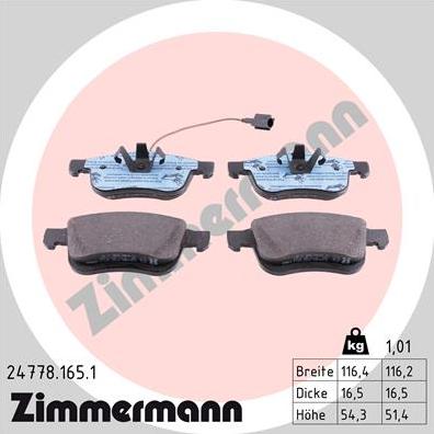 Zimmermann 24778.165.1 - Bremžu uzliku kompl., Disku bremzes ps1.lv