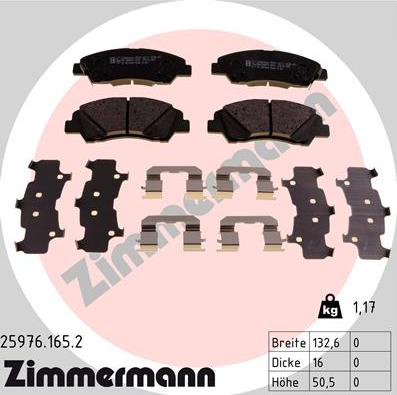 Zimmermann 25976.165.2 - Bremžu uzliku kompl., Disku bremzes ps1.lv