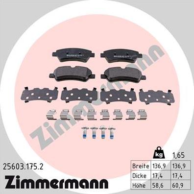 Zimmermann 25603.175.2 - Bremžu uzliku kompl., Disku bremzes ps1.lv