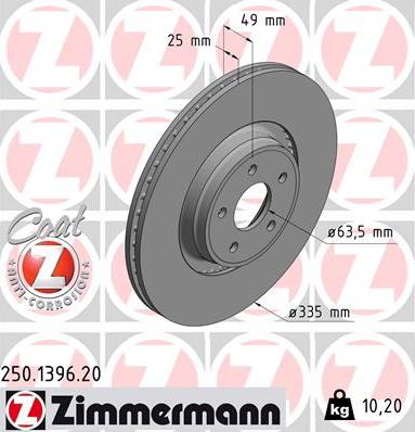 Zimmermann 250.1396.20 - Bremžu diski ps1.lv