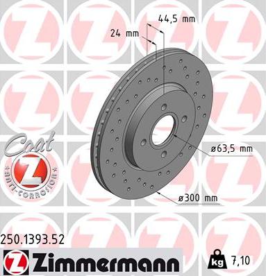 Zimmermann 250.1393.52 - Bremžu diski ps1.lv