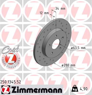 Zimmermann 250.1345.52 - Bremžu diski ps1.lv