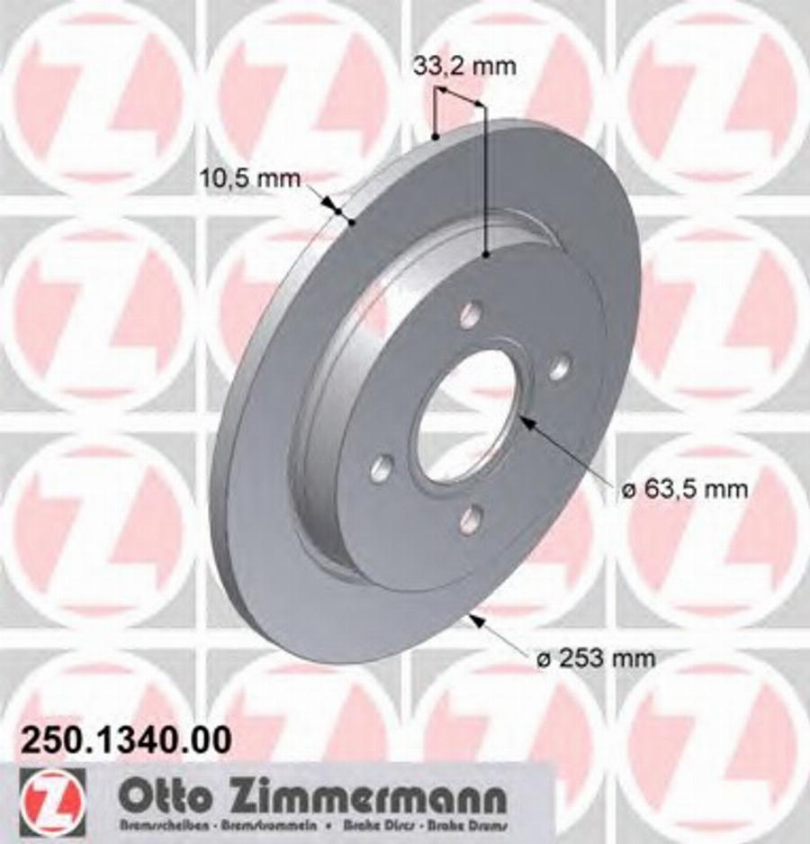 Zimmermann 250.1340.00 - Bremžu diski ps1.lv