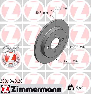 Zimmermann 250.1340.20 - Bremžu diski ps1.lv