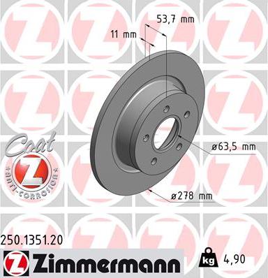 Zimmermann 250.1351.20 - Bremžu diski ps1.lv