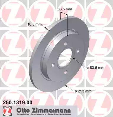 Zimmermann 250.1319.00 - Bremžu diski ps1.lv