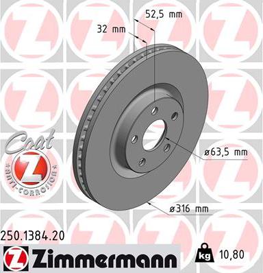 Zimmermann 250.1384.20 - Bremžu diski ps1.lv