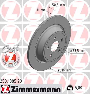 Zimmermann 250.1385.20 - Bremžu diski ps1.lv