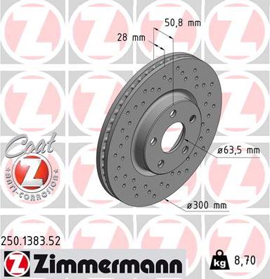 Zimmermann 250.1383.52 - Bremžu diski ps1.lv