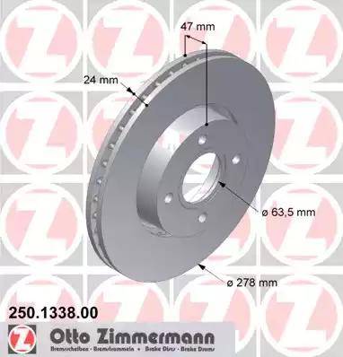 Zimmermann 250.1338.00 - Bremžu diski ps1.lv