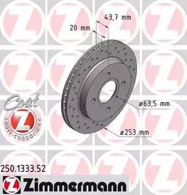 Zimmermann 250.1333.52 - Bremžu diski ps1.lv