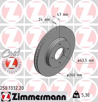 Zimmermann 250.1332.20 - Bremžu diski ps1.lv