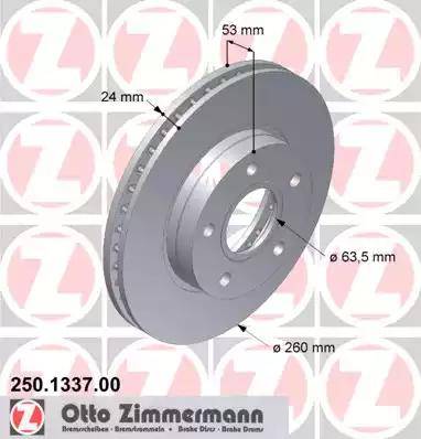 Zimmermann 250.1337.00 - Bremžu diski ps1.lv