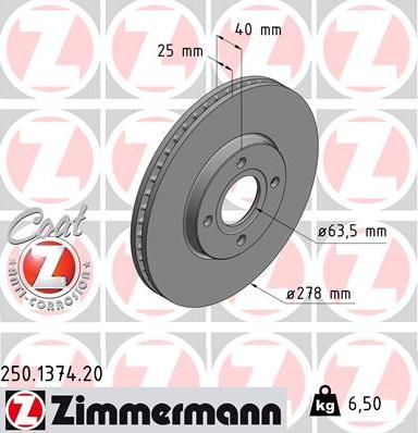 Zimmermann 250.1374.20 - Bremžu diski ps1.lv