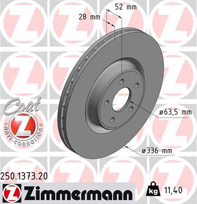 Zimmermann 250.1373.20 - Bremžu diski ps1.lv
