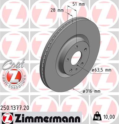 Zimmermann 250.1377.20 - Bremžu diski ps1.lv