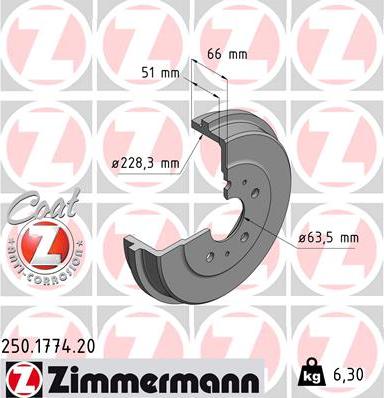 Zimmermann 250.1774.20 - Bremžu trumulis ps1.lv