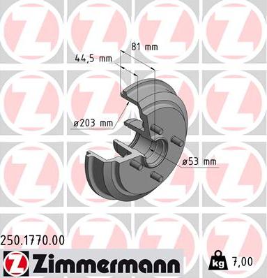 Zimmermann 250.1770.00 - Bremžu trumulis ps1.lv