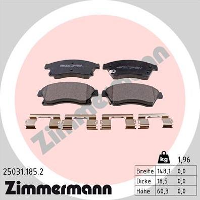 Zimmermann 25031.185.2 - Bremžu uzliku kompl., Disku bremzes ps1.lv