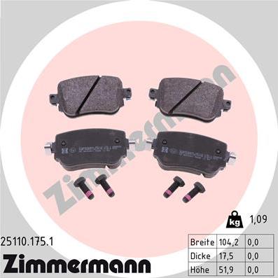 Zimmermann 25110.175.1 - Bremžu uzliku kompl., Disku bremzes ps1.lv