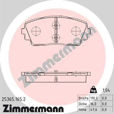 Zimmermann 25365.165.2 - Bremžu uzliku kompl., Disku bremzes ps1.lv