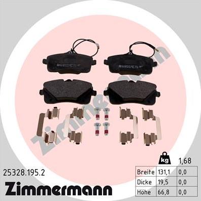 Zimmermann 25328.195.2 - Bremžu uzliku kompl., Disku bremzes ps1.lv