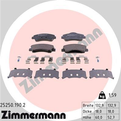 Zimmermann 25250.190.2 - Bremžu uzliku kompl., Disku bremzes ps1.lv