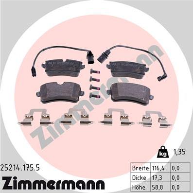 Zimmermann 25214.175.5 - Bremžu uzliku kompl., Disku bremzes ps1.lv