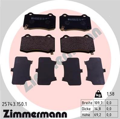 Zimmermann 25743.150.1 - Bremžu uzliku kompl., Disku bremzes ps1.lv