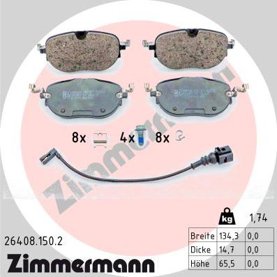 Zimmermann 26408.150.2 - Bremžu uzliku kompl., Disku bremzes ps1.lv