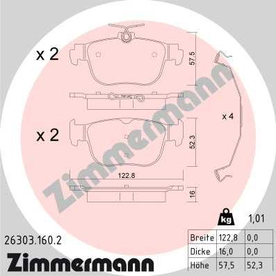 Zimmermann 26303.160.2 - Bremžu uzliku kompl., Disku bremzes ps1.lv