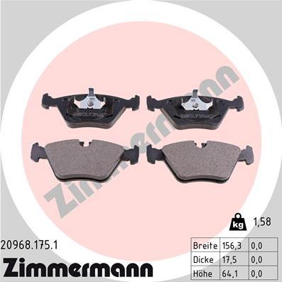 Zimmermann 20968.175.1 - Bremžu uzliku kompl., Disku bremzes ps1.lv