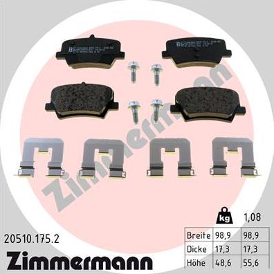 Zimmermann 20510.175.2 - Bremžu uzliku kompl., Disku bremzes ps1.lv