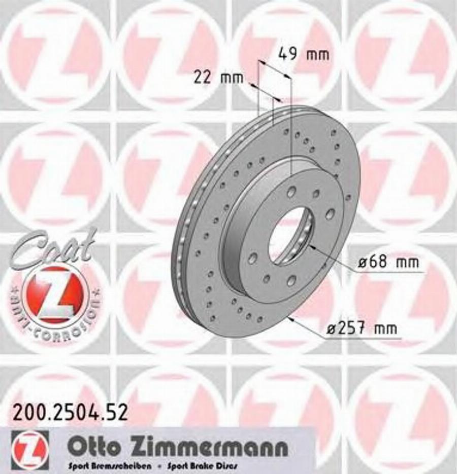 Zimmermann 200.2504.52 - Bremžu diski ps1.lv