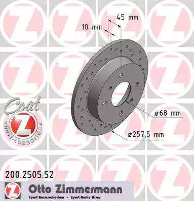 Zimmermann 200.2505.52 - Bremžu diski ps1.lv