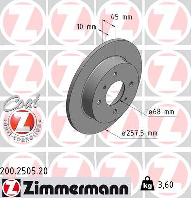 Zimmermann 200.2505.20 - Bremžu diski ps1.lv