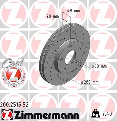 Zimmermann 200.2515.52 - Bremžu diski ps1.lv