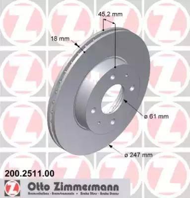 Zimmermann 200.2511.00 - Bremžu diski ps1.lv