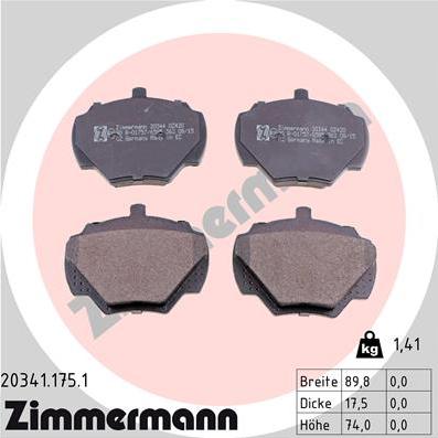 Zimmermann 20341.175.1 - Bremžu uzliku kompl., Disku bremzes ps1.lv