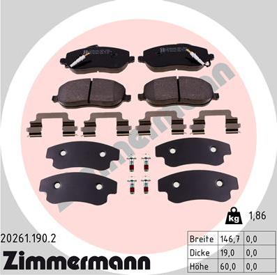 Zimmermann 20261.190.2 - Bremžu uzliku kompl., Disku bremzes ps1.lv