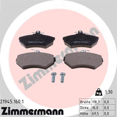 Zimmermann 21945.160.1 - Bremžu uzliku kompl., Disku bremzes ps1.lv