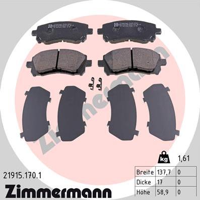 Zimmermann 21915.170.1 - Bremžu uzliku kompl., Disku bremzes ps1.lv