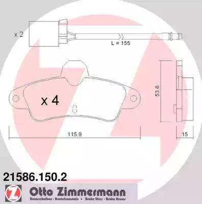 Zimmermann 21586.150.2 - Bremžu uzliku kompl., Disku bremzes ps1.lv