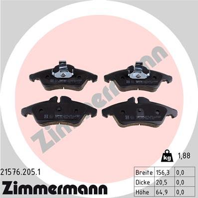 Zimmermann 21576.205.1 - Bremžu uzliku kompl., Disku bremzes ps1.lv