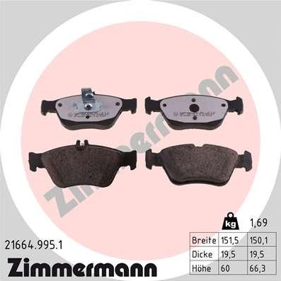 Zimmermann 21664.995.1 - Bremžu uzliku kompl., Disku bremzes ps1.lv