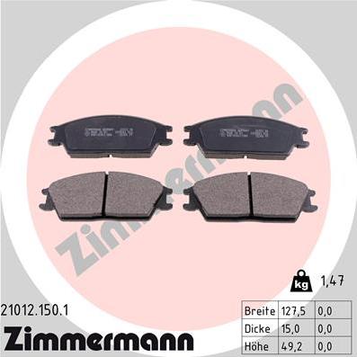 Zimmermann 21012.150.1 - Bremžu uzliku kompl., Disku bremzes ps1.lv